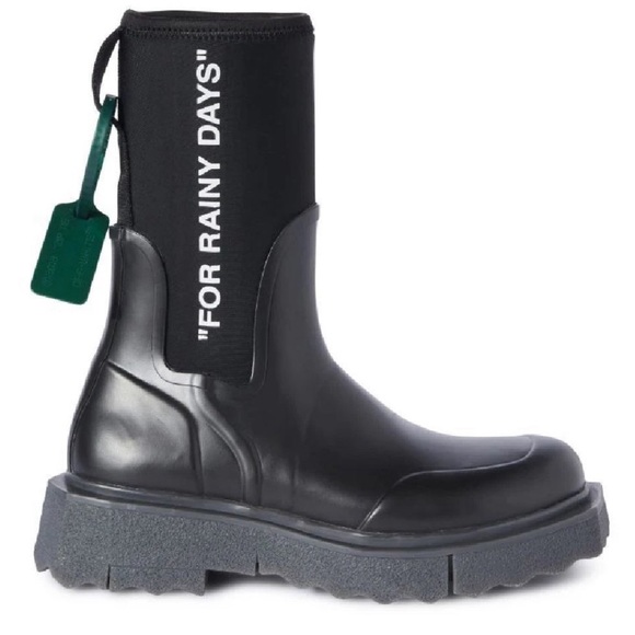 Off White Black Sponge Rainboots Size 8 NIB - Picture 12 of 12